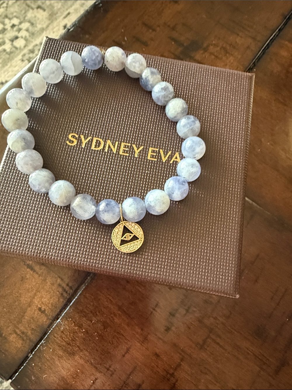 Sydney Evan Lavender Beaded Bracelet with Gold Charm